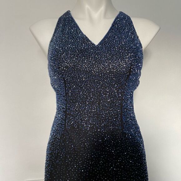 Scala Y2K Fully Beaded Silk Formal Dress Prom - Picture 2 of 15